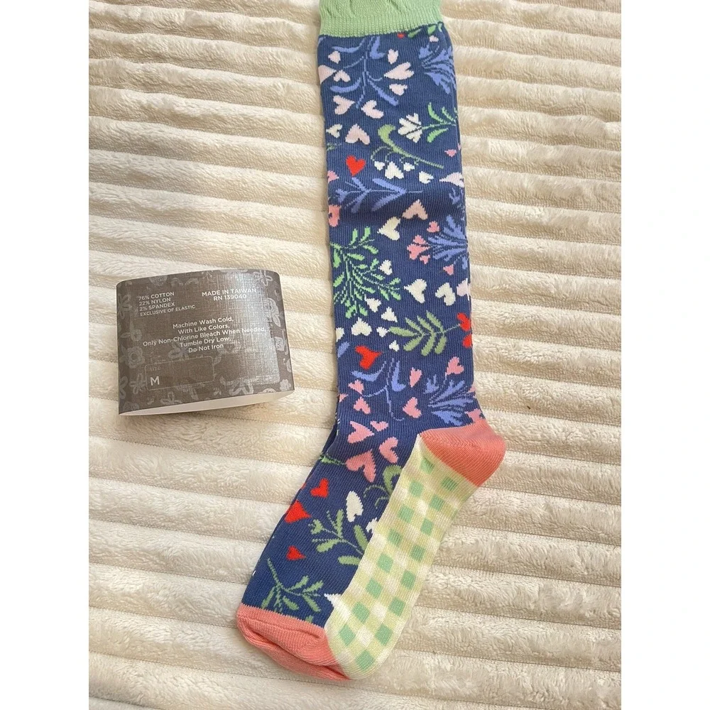Matilda Jane Girls Size Medium M Change Of Pace Socks Size 9-13 New Blue‎ Heart